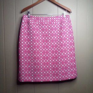 Isabella DeMarco Skirt 10 Career Dressy Geometric Circles Pink White